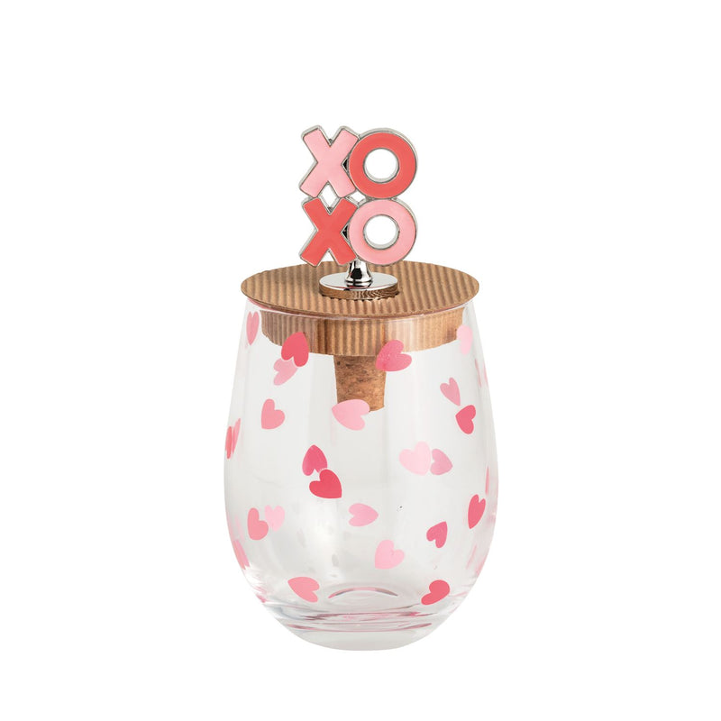 Valentines Day Wine Glass with Stopper