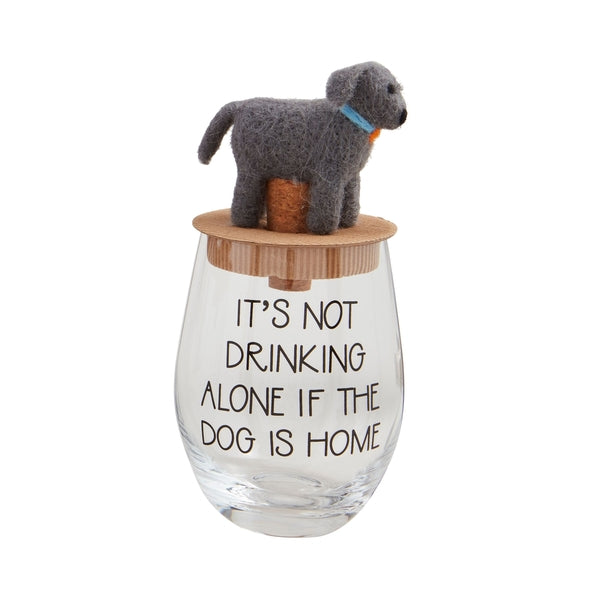 Dog Wine Glass With Topper