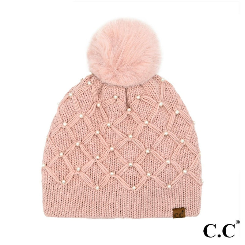 Lillia Pearl Crochet Pom Beanie