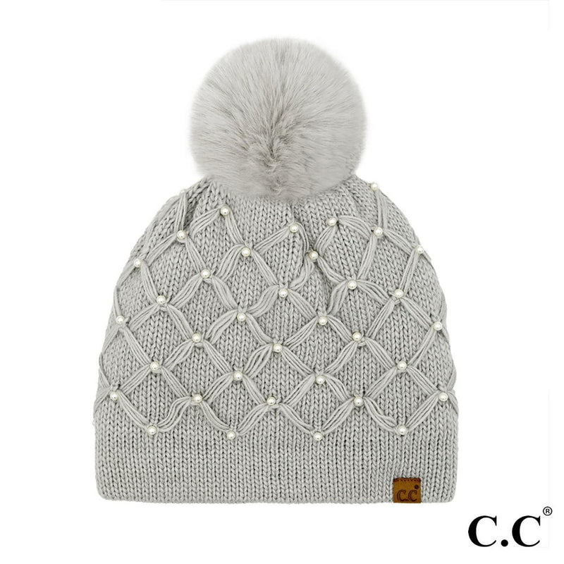 Lillia Pearl Crochet Pom Beanie