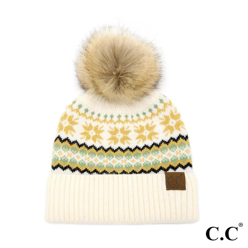 Nordic Fair Isle Pom Beanie