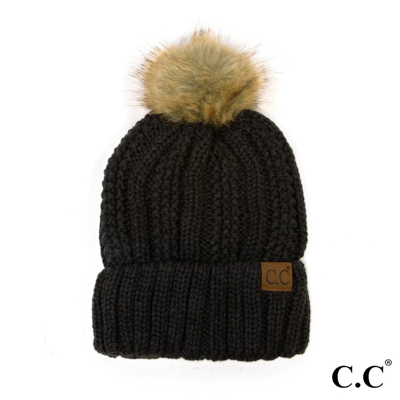 Sharon Fuzzy Lined Pom Beanie