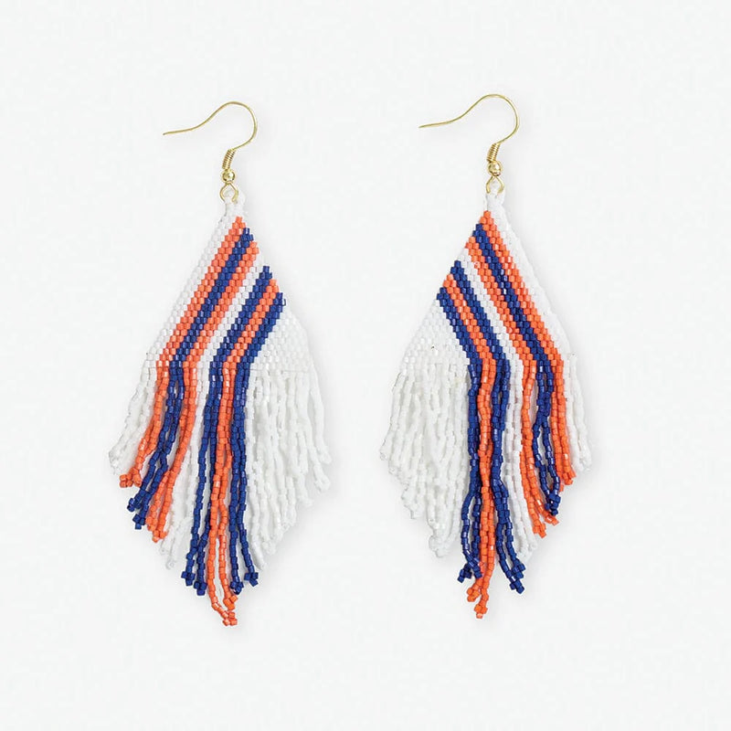 Haley Falling Lines Beaded Fringe Earrings