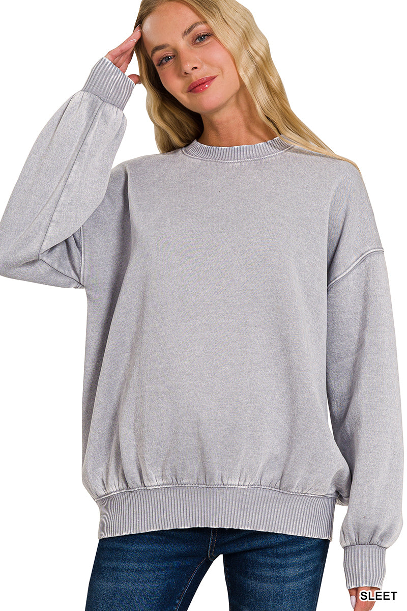 Zoey Acid Wash Fleece Pullover