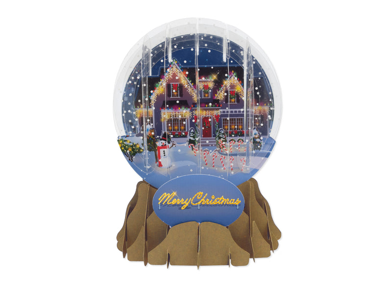 Holiday House Pop-Up Snow Globe Greeting Card