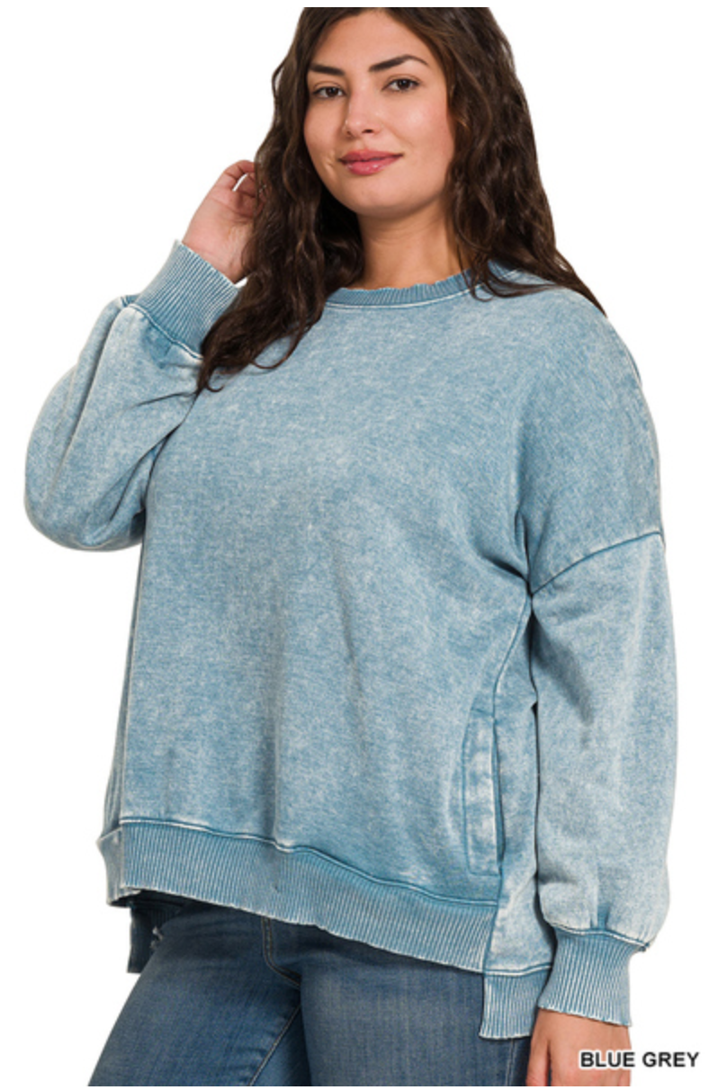 Cooper Acid Wash Pullover - Curvy