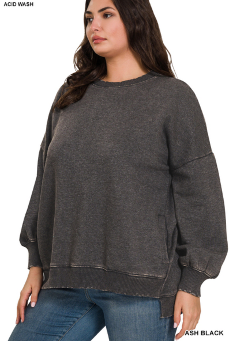 Cooper Acid Wash Pullover - Curvy