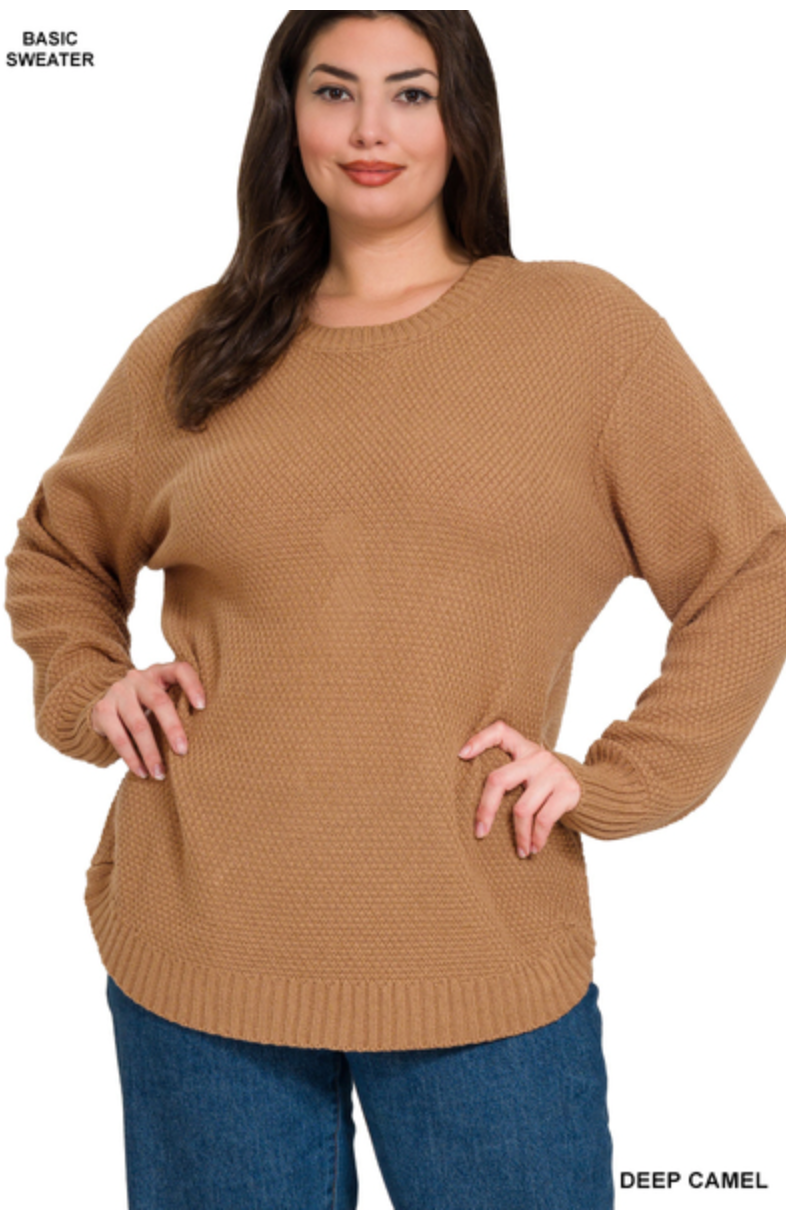 Marlee Round Neck Sweater - Curvy