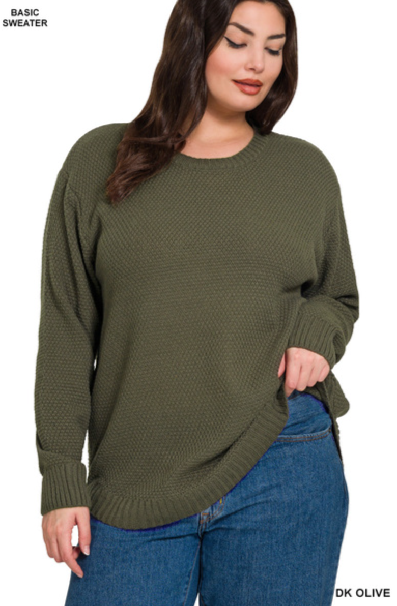 Marlee Round Neck Sweater - Curvy