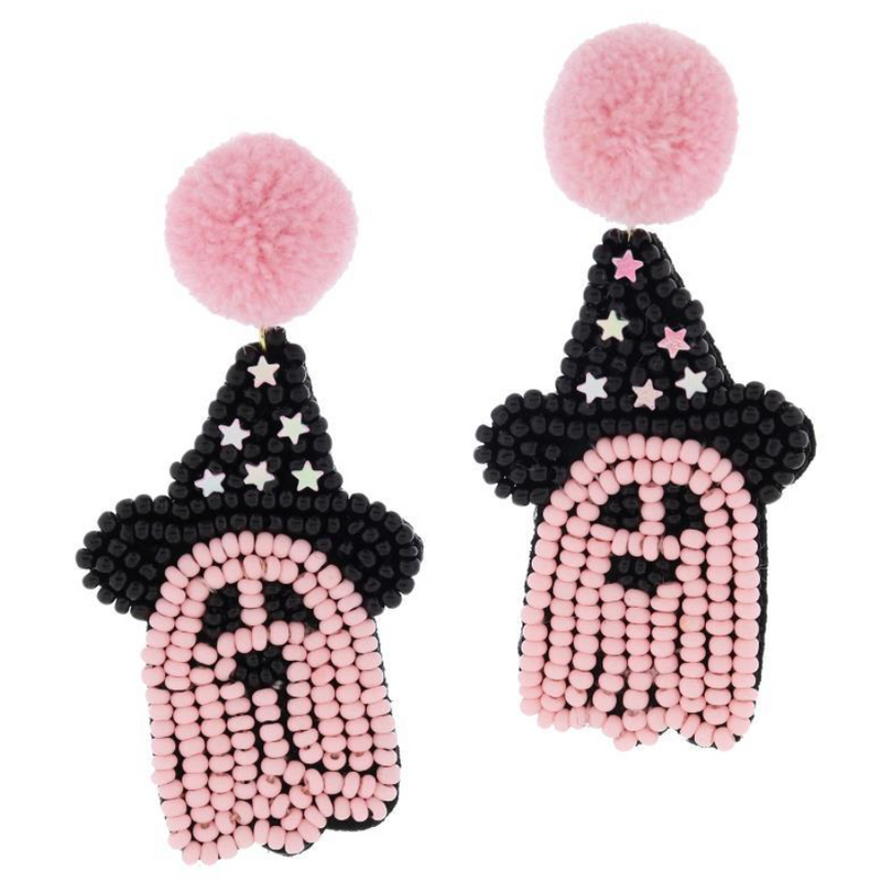 Pink Pom Ghost Earrings