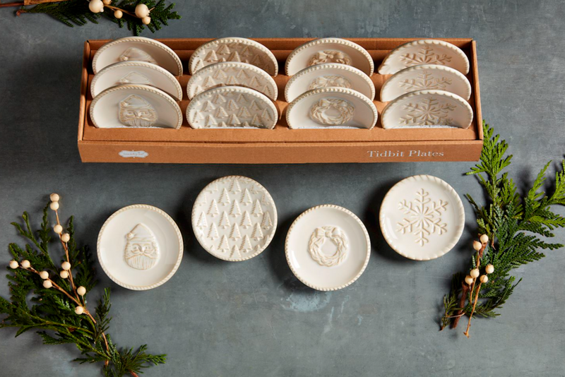 White Christmas Tidbit Plates