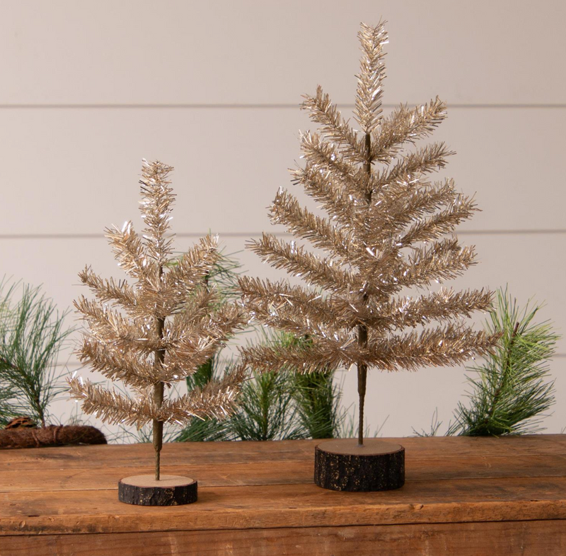 Champagne Tinsel Christmas Trees