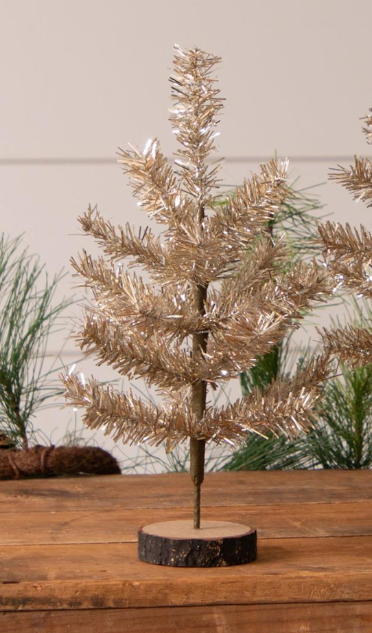 Champagne Tinsel Christmas Trees