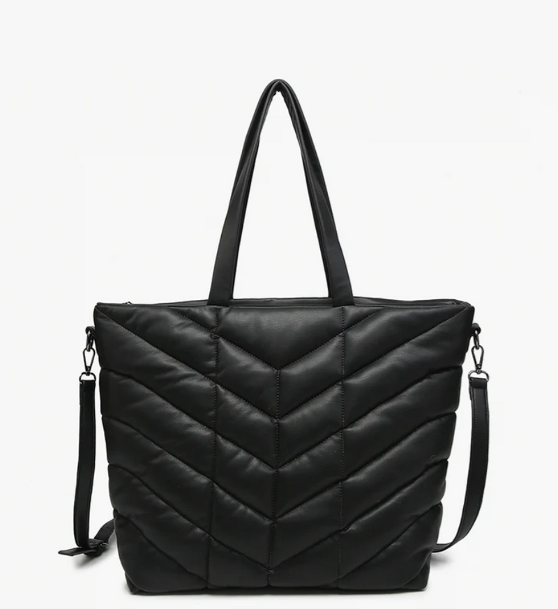 Brinley Vegan Quilted Chevron Tote