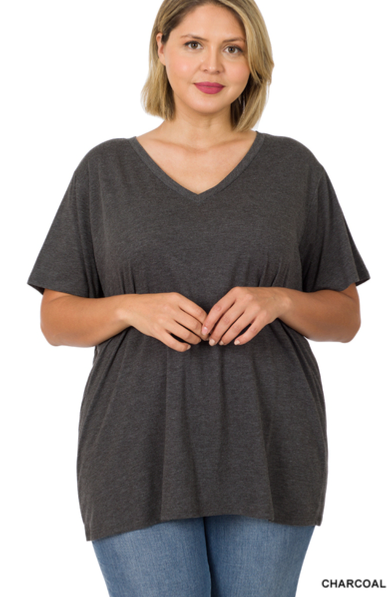 Emily V-Neck Tee - Curvy