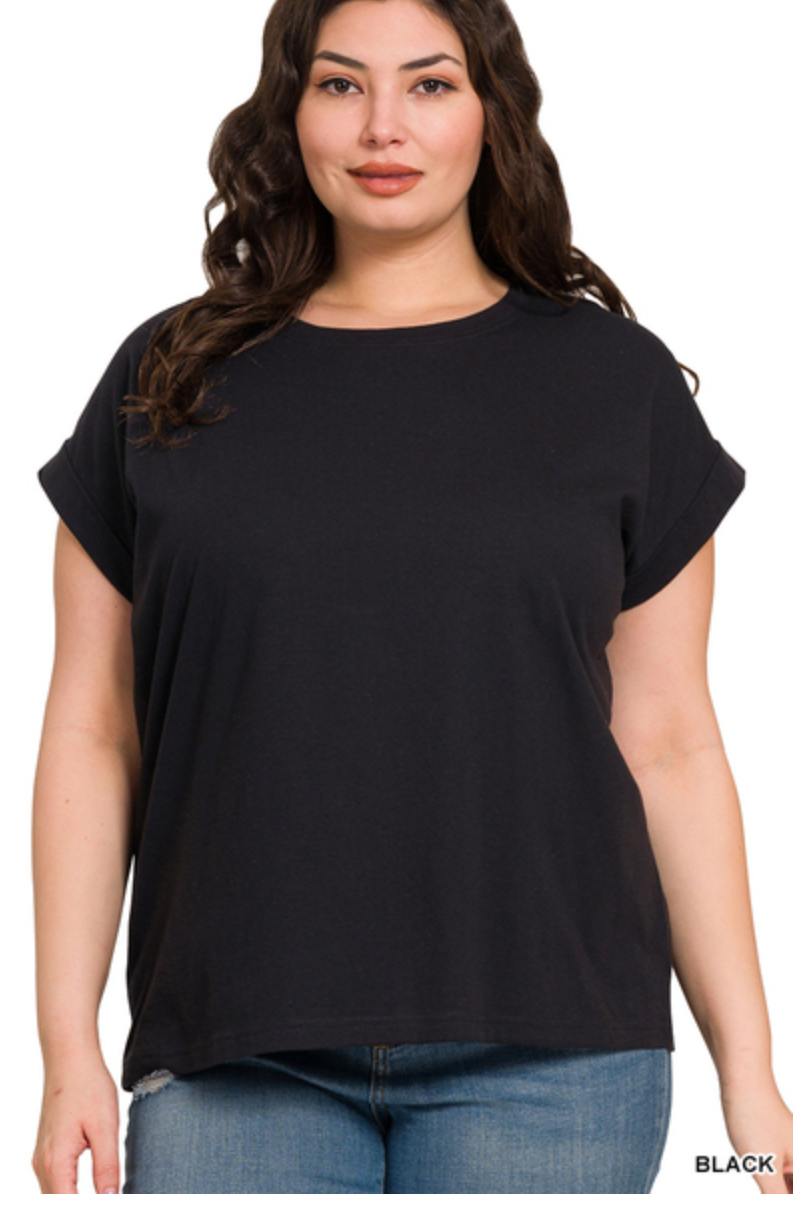 Melissa Folded Sleeve Tee - Curvy -