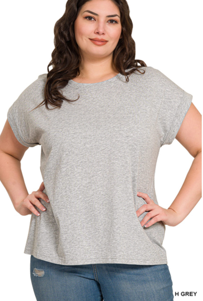 Melissa Folded Sleeve Tee - Curvy -