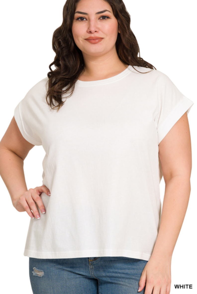 Melissa Folded Sleeve Tee - Curvy -