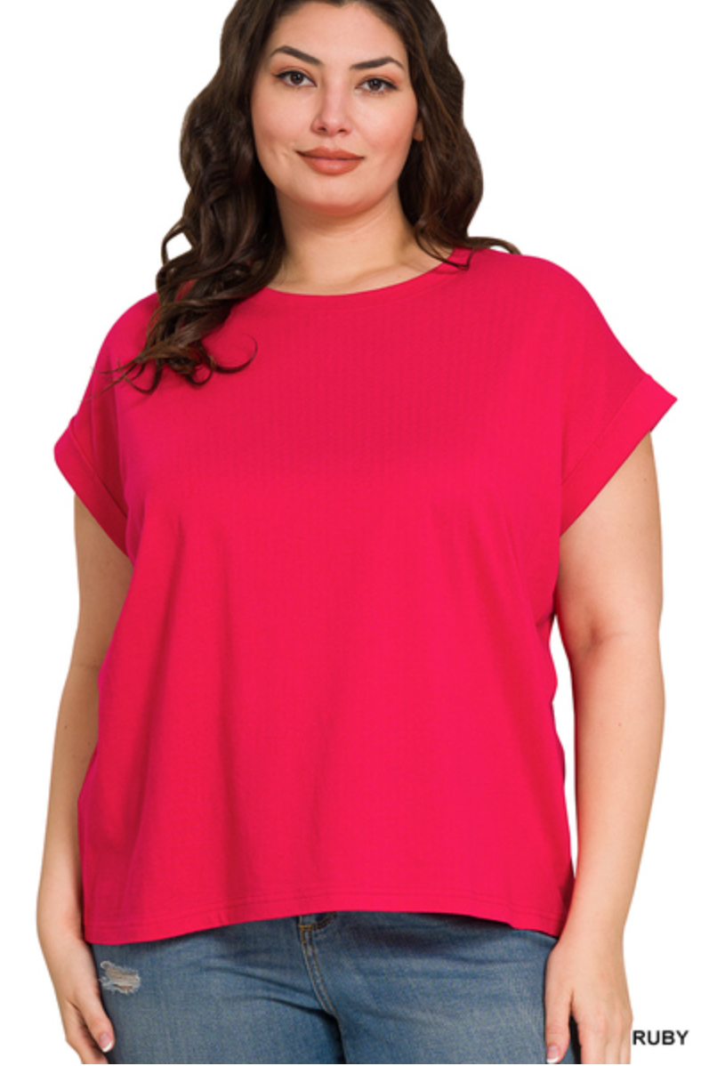 Melissa Folded Sleeve Tee - Curvy -