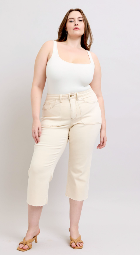 Cassandra Ecru Crop - Curvy