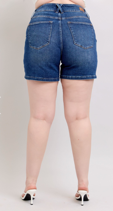 Piper High Waist Button Waistband Shorts - Curvy