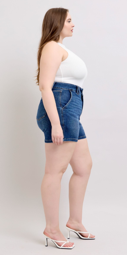 Piper High Waist Button Waistband Shorts - Curvy