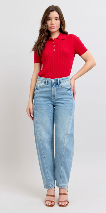 Lainey High Waist Barrel Leg Jean