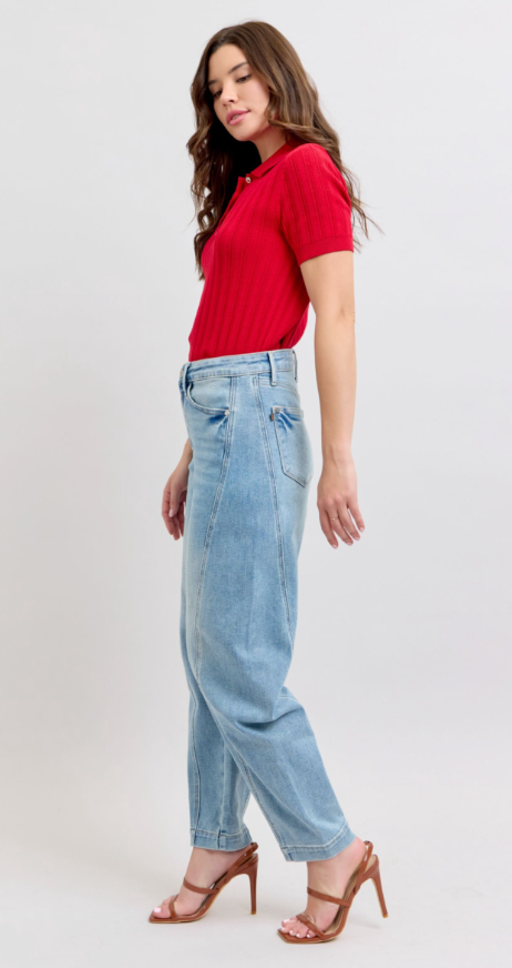 Lainey High Waist Barrel Leg Jean