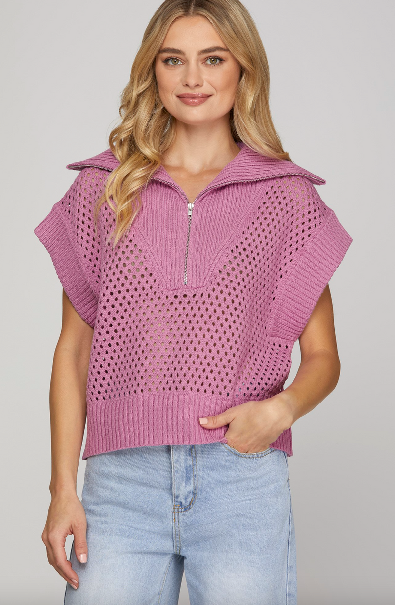 Lauren Colllared Half Zip Sweater