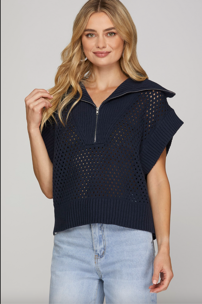 Lauren Colllared Half Zip Sweater