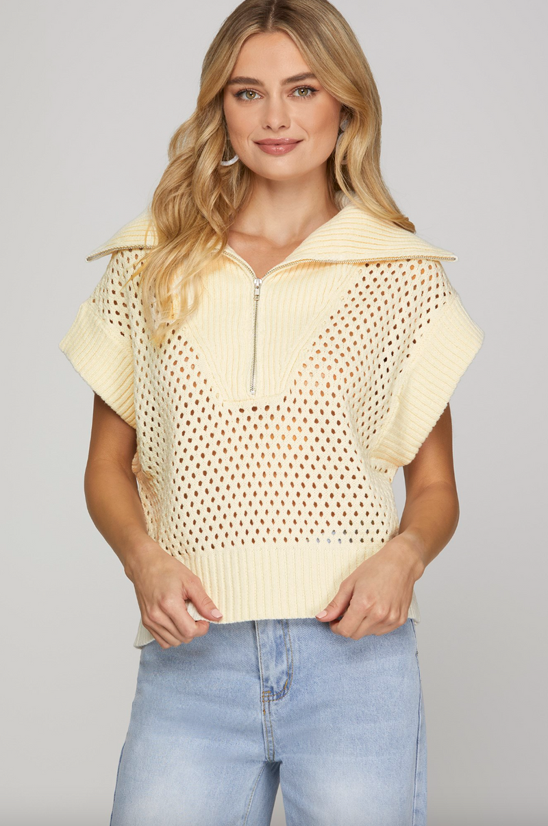 Lauren Colllared Half Zip Sweater