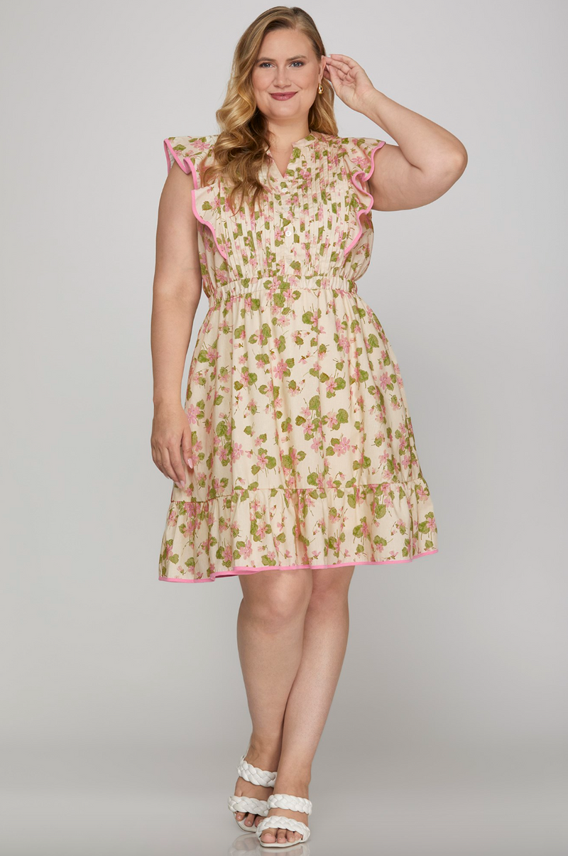 Eva Flutter Sleeve Woven Dress - Curvy