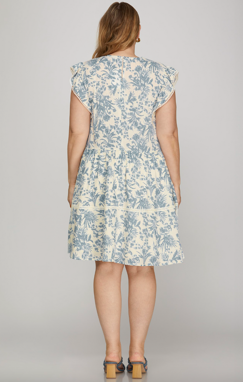 Elise Pintuck Ruffle Dress - Curvy
