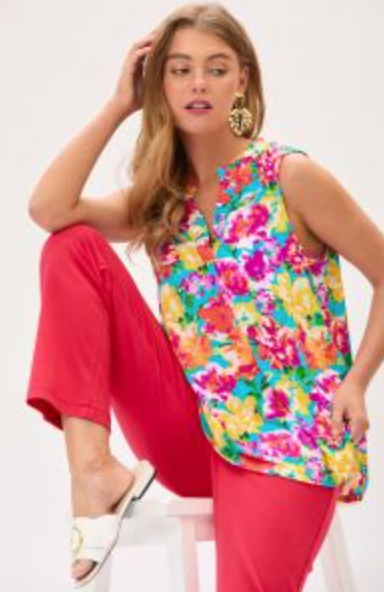 Marca Mandarin Collar Tank - Curvy