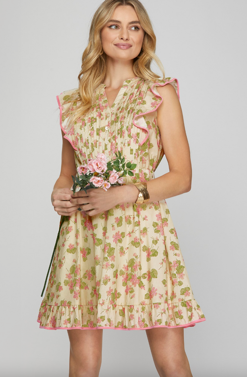 Eva Flutter Sleeve Woven Dress