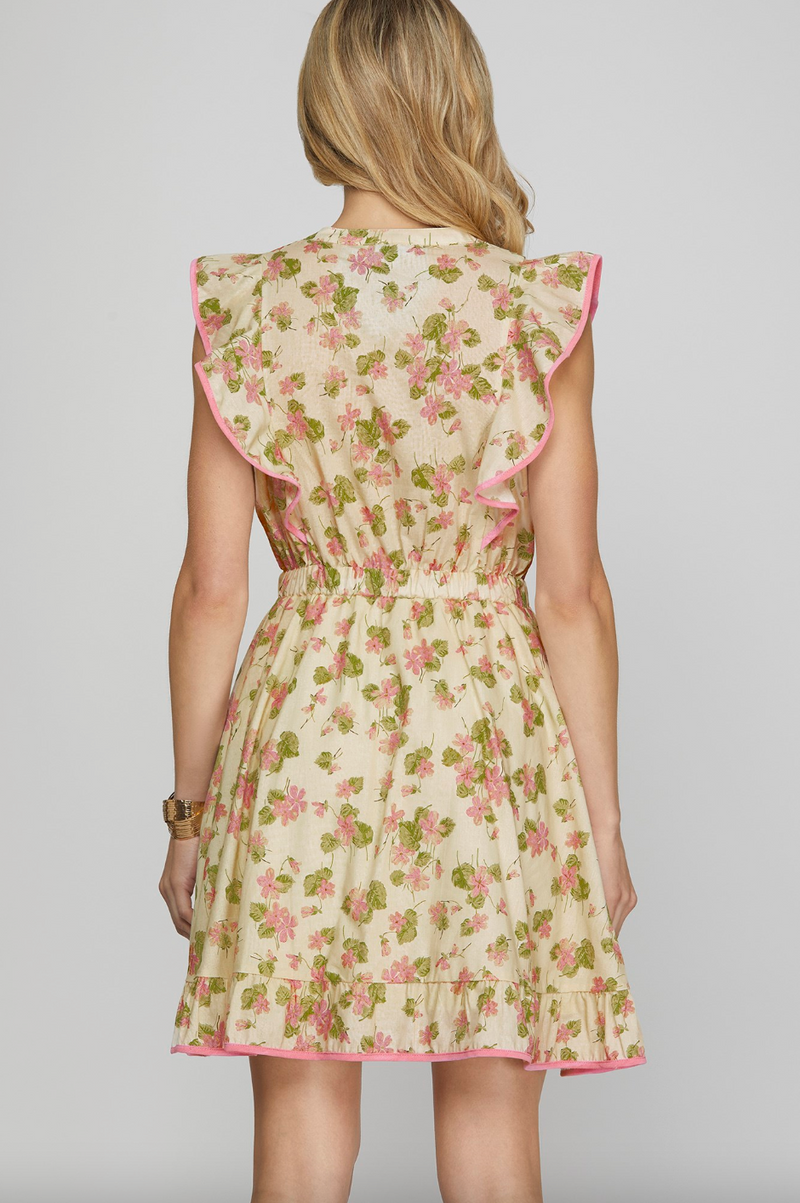 Eva Flutter Sleeve Woven Dress