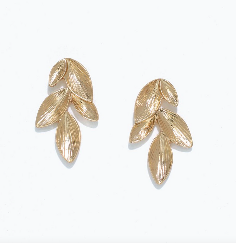 Gold Leaf Cluster Earrings