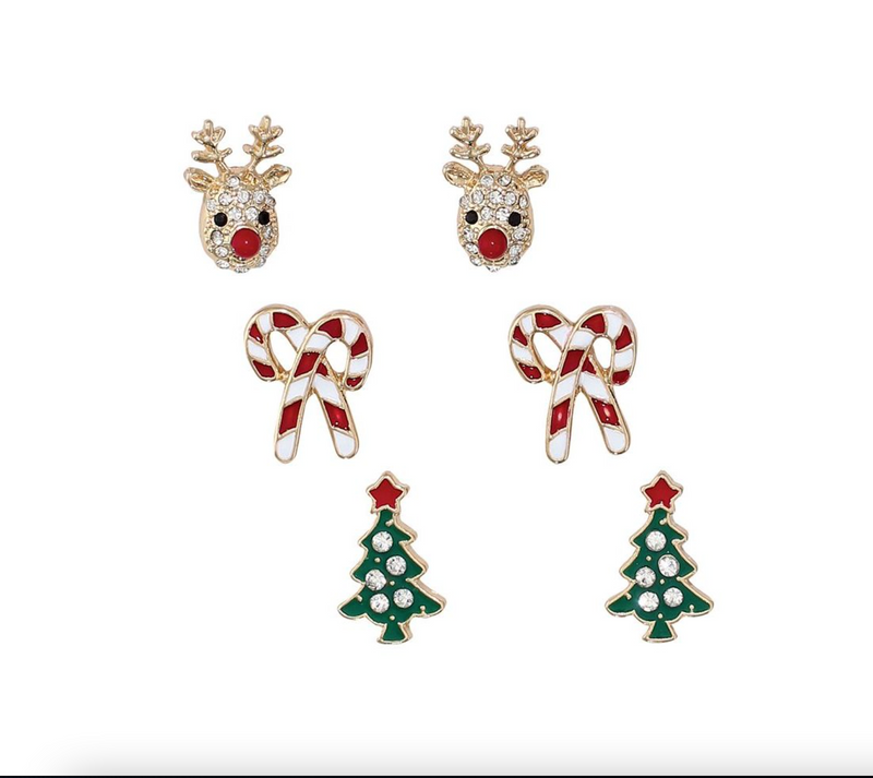 Rudolph, Tree and Candy Cane Earrings