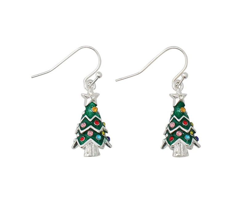 Trimmed Christmas Tree Earrings