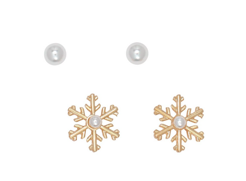 Gold and Pearl Snowflake Duo
