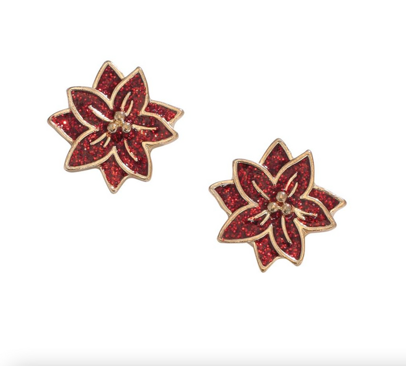Enamel Glitter Poinsettias Post