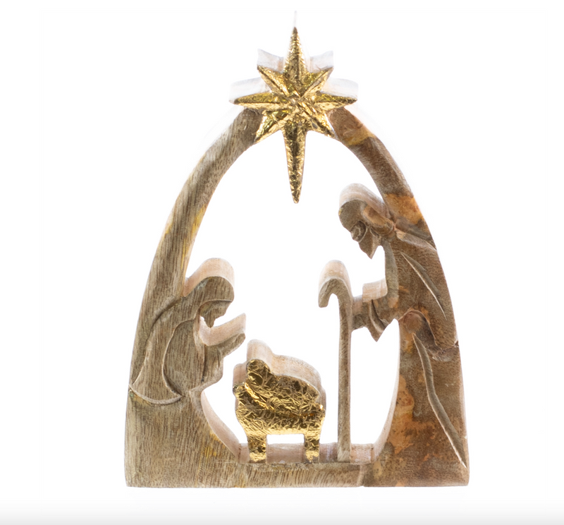 Mango Wood Nativity Sitter