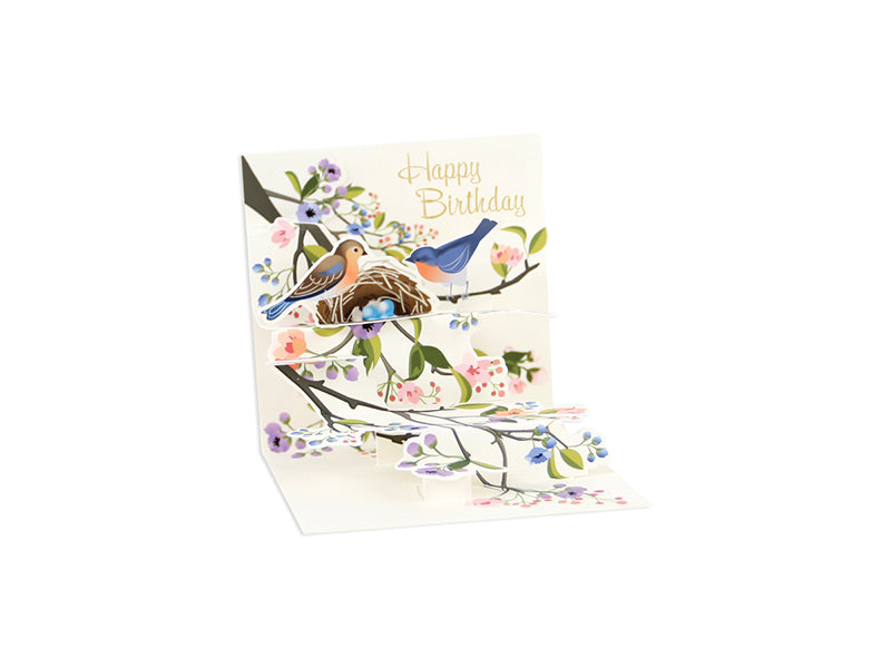 Perched Birds Birthday Pop-Up Greeting Card