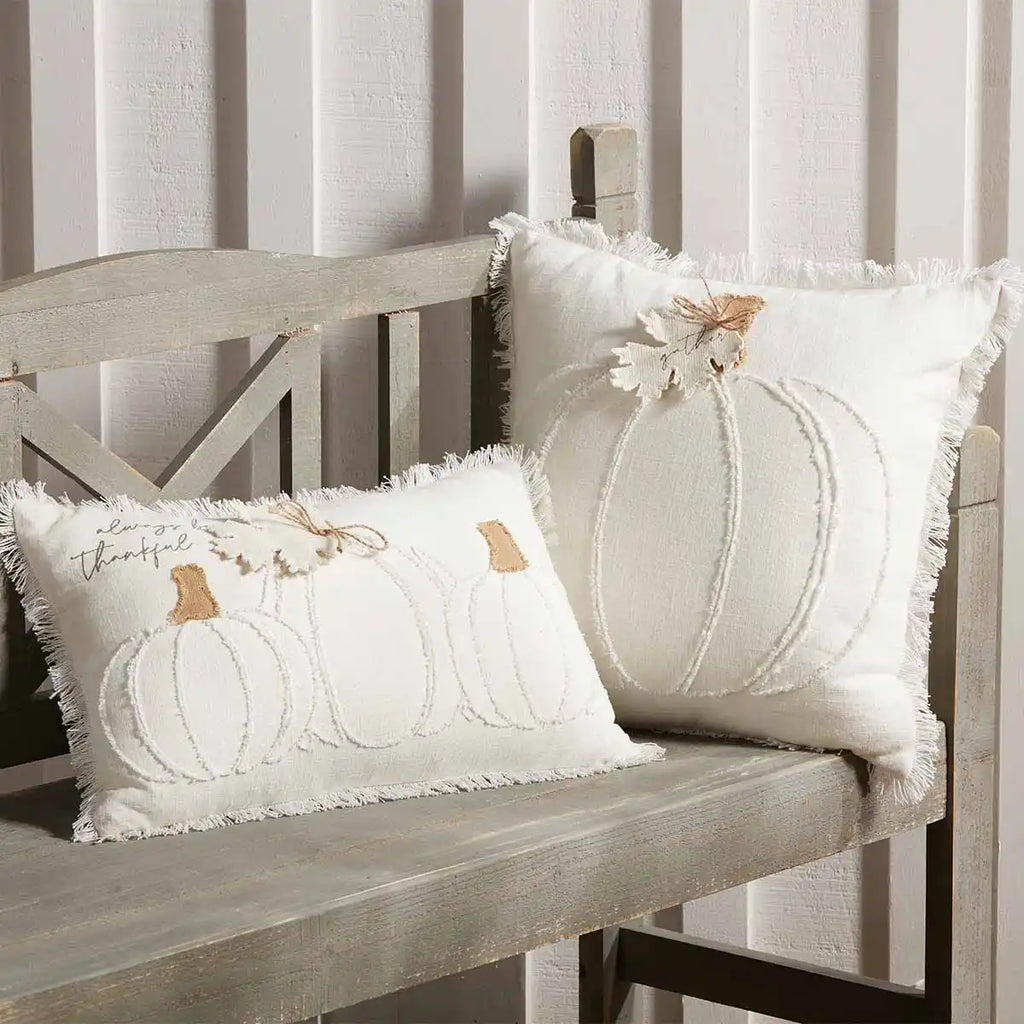 White 2025 pumpkin pillow