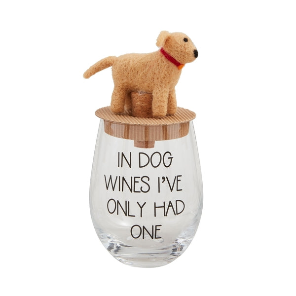 Dog Wine Glass With Topper