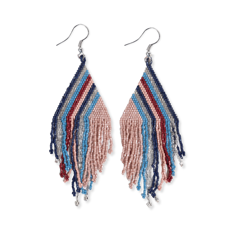 Haley Falling Lines Beaded Fringe Earrings