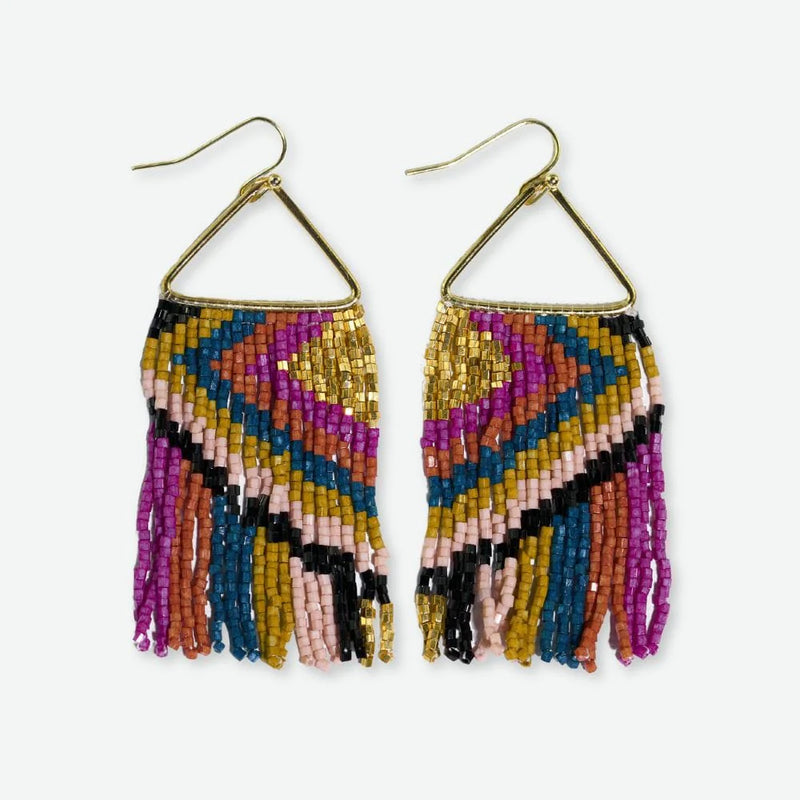 Paige Ascending Diamond Beaded Fringe Earrings