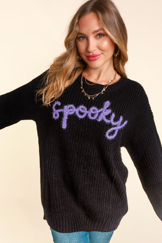 Spooky Glitter Yarn Sweater - Curvy