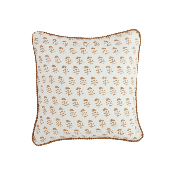 Tan Block Print Throw Pillow