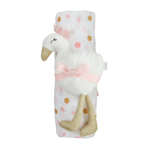 Swaddle Blanket And Rattle Set